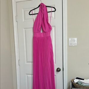 Pink Lily Vibrant Pink Backless Maxi Dress